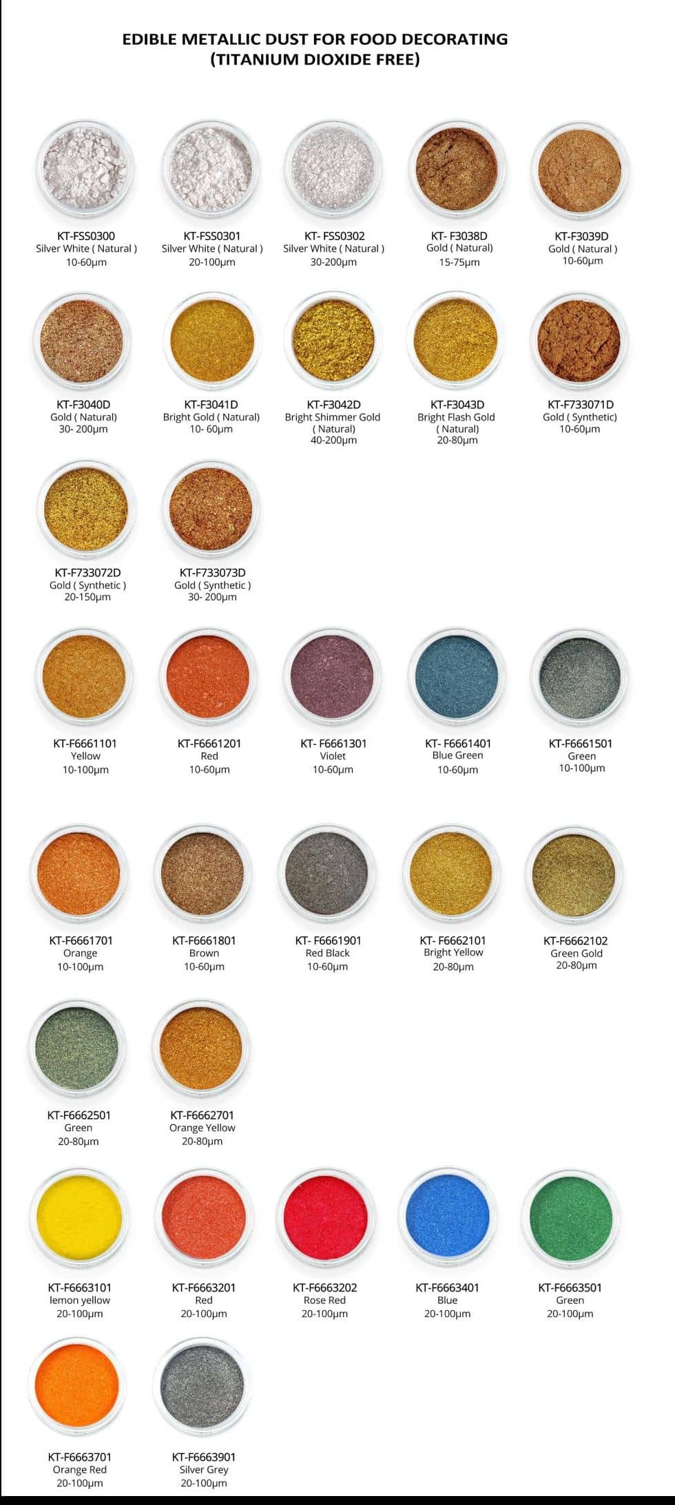 Edible glitters TITANIUM DIOXIDE FREE