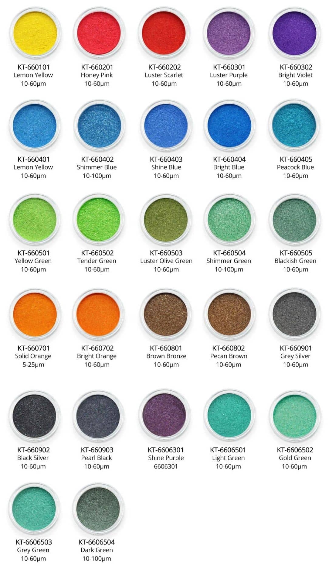 Natural cosmetics pearlescent pigment color series