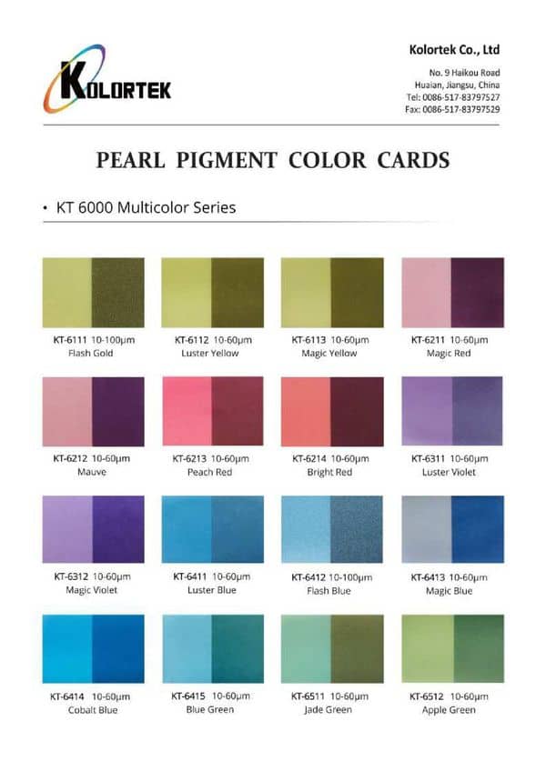 Perlpigment-Farbkarten