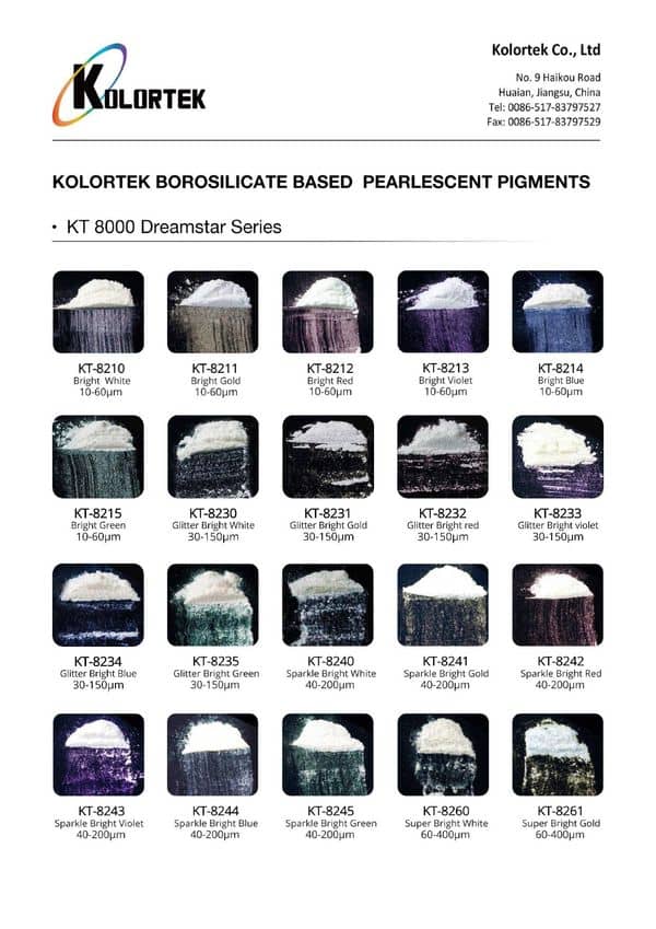 Kolortek Borosilikatbasierte Perlglanzpigmente