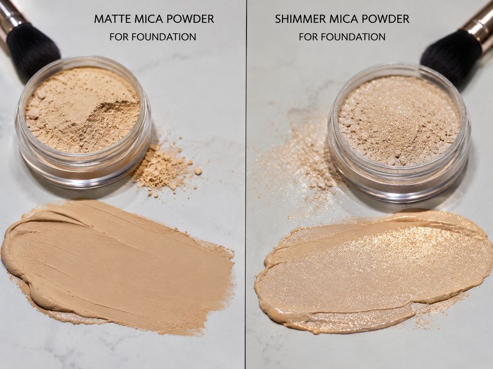 Mattes Glimmerpuder vs. schimmerndes Glimmerpuder für die Foundation